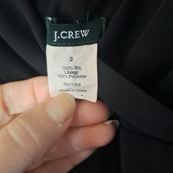 J Crew Silk Cross Bodice V Neck Sleeveless Black Dress Sz 2 - Picture 8 of 9